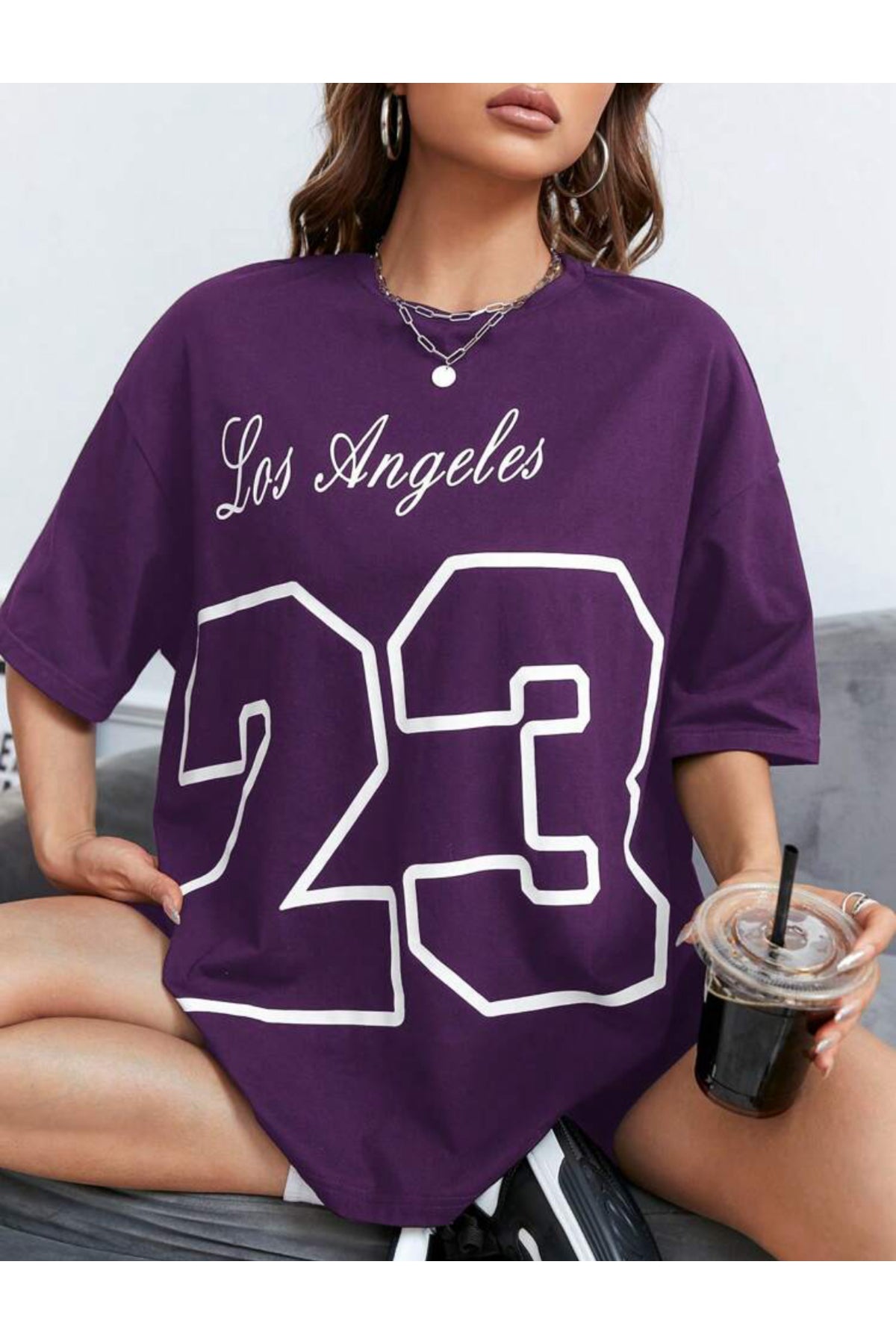 Los Angeles 23 Baskılı Unisex ( Geniş Kalıp ) Oversize T-SHİRT