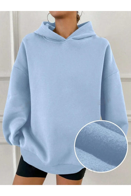Kapüşonlu Düz Baskısız Giy Çık Oversize Kalıp Sweatshirt