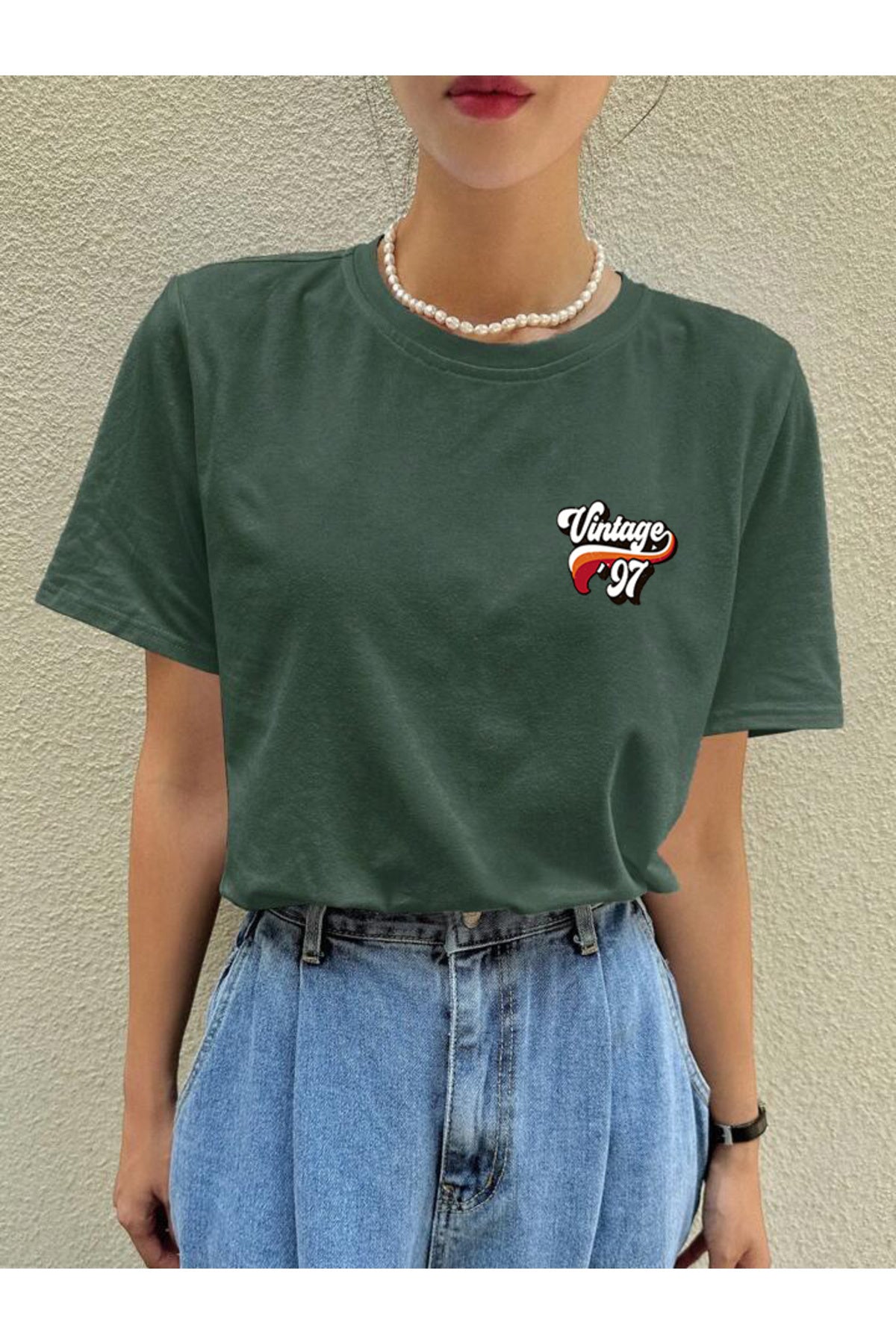 97 Vintage Baskılı Pamuklu Kısa Kol (Oversize) Tshirt