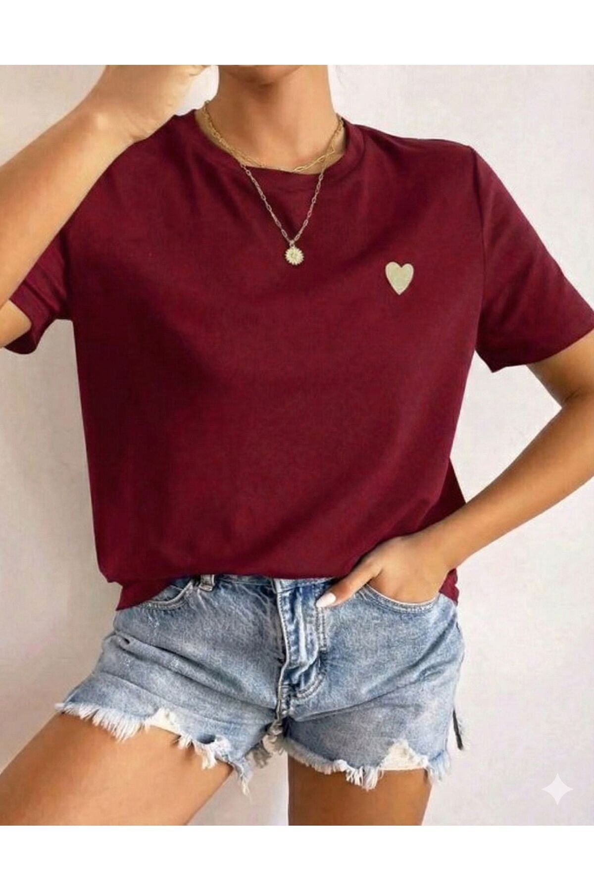 Kalp Baskılı Kadın Tshirt