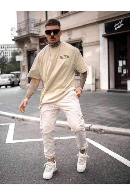 FAITH OVER FEAR Baskılı Oversize Pamuklu Tshirt T-Shirt Tşört Tişört