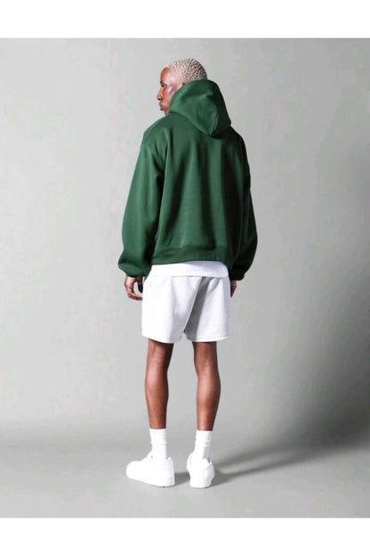 Basic baskısız pamuklu oversize kapüşonlu