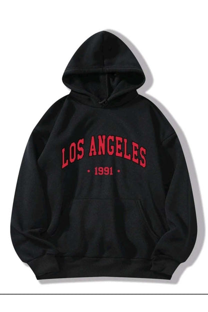 Los Angeles 1991 Baskılı Oversize Spor Sweatshirt Hoodie