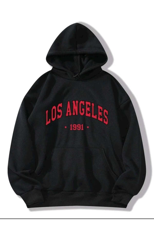Los Angeles 1991 Baskılı Oversize Spor Sweatshirt Hoodie