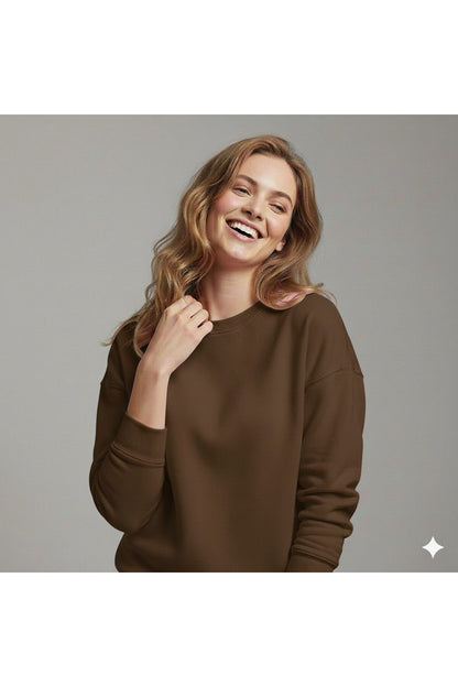 Basic Bisiklet Yaka Kadın Sweatshirt