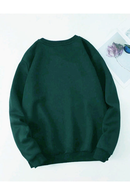 Sevimli Ayı Baskılı Bisiklet Yaka Oversize Pamuklu Sweatshirt ( GENİŞ KALIP )