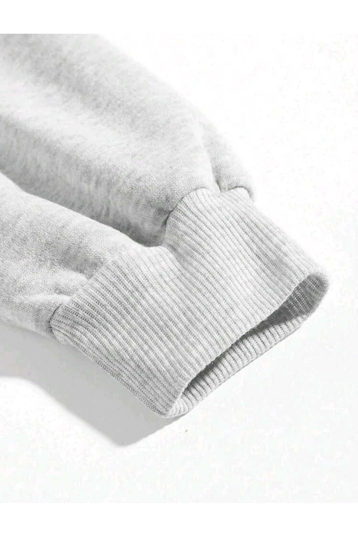 Sevimli Ayı Baskılı Bisiklet Yaka Oversize Pamuklu Sweatshirt ( GENİŞ KALIP )
