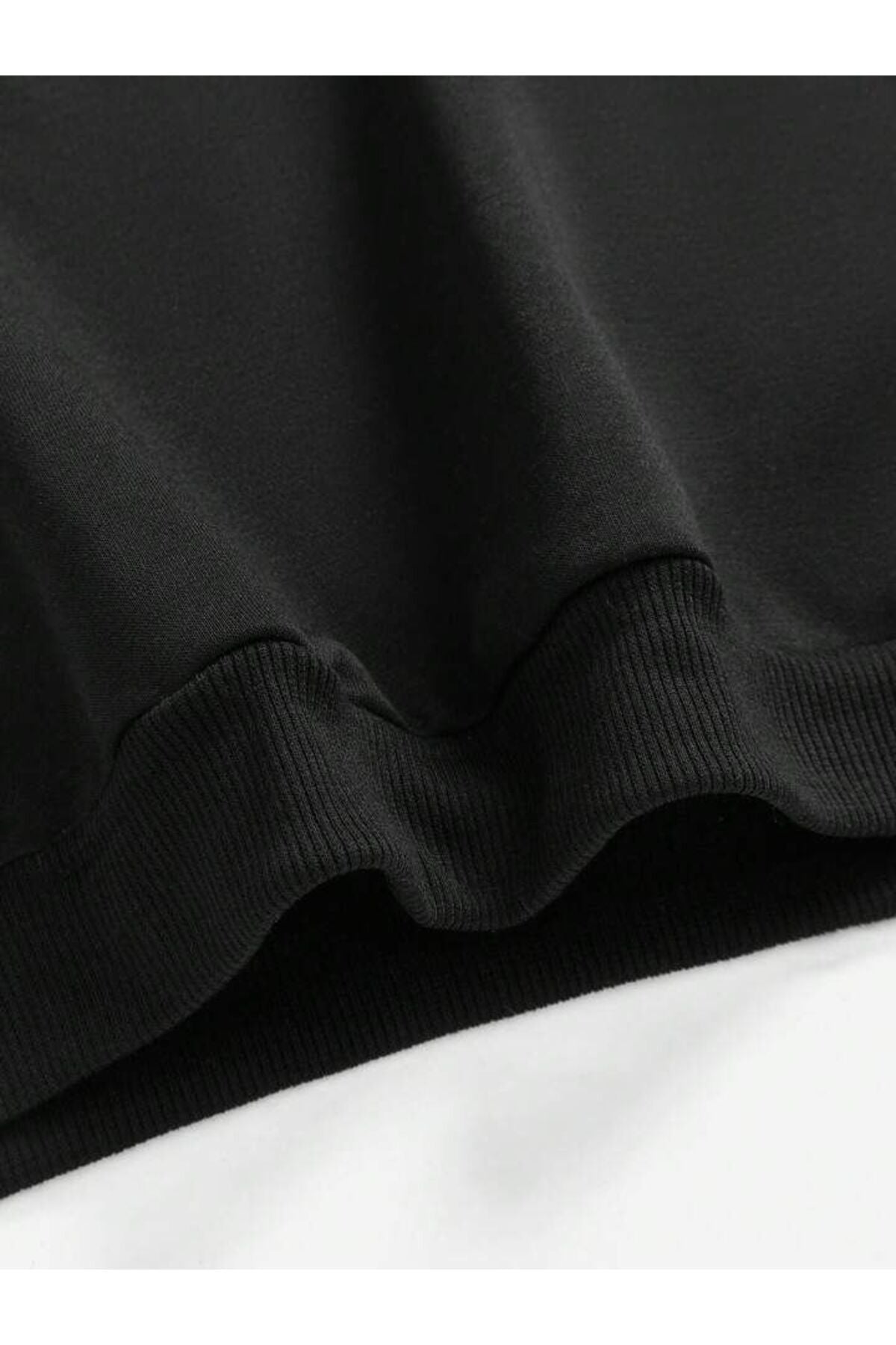 Cep Çiçek Baskılı Kapşonlu Sweatshirt Oversize Geniş Kalıp