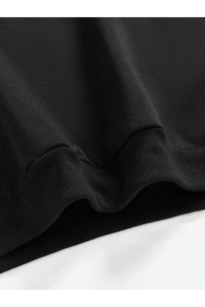 Cep Çiçek Baskılı Kapşonlu Sweatshirt Oversize Geniş Kalıp