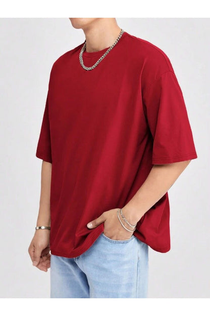 Erkek Giyim Rahat Kesim  Pamuklu Kısa Kol (Oversize) Tshirt