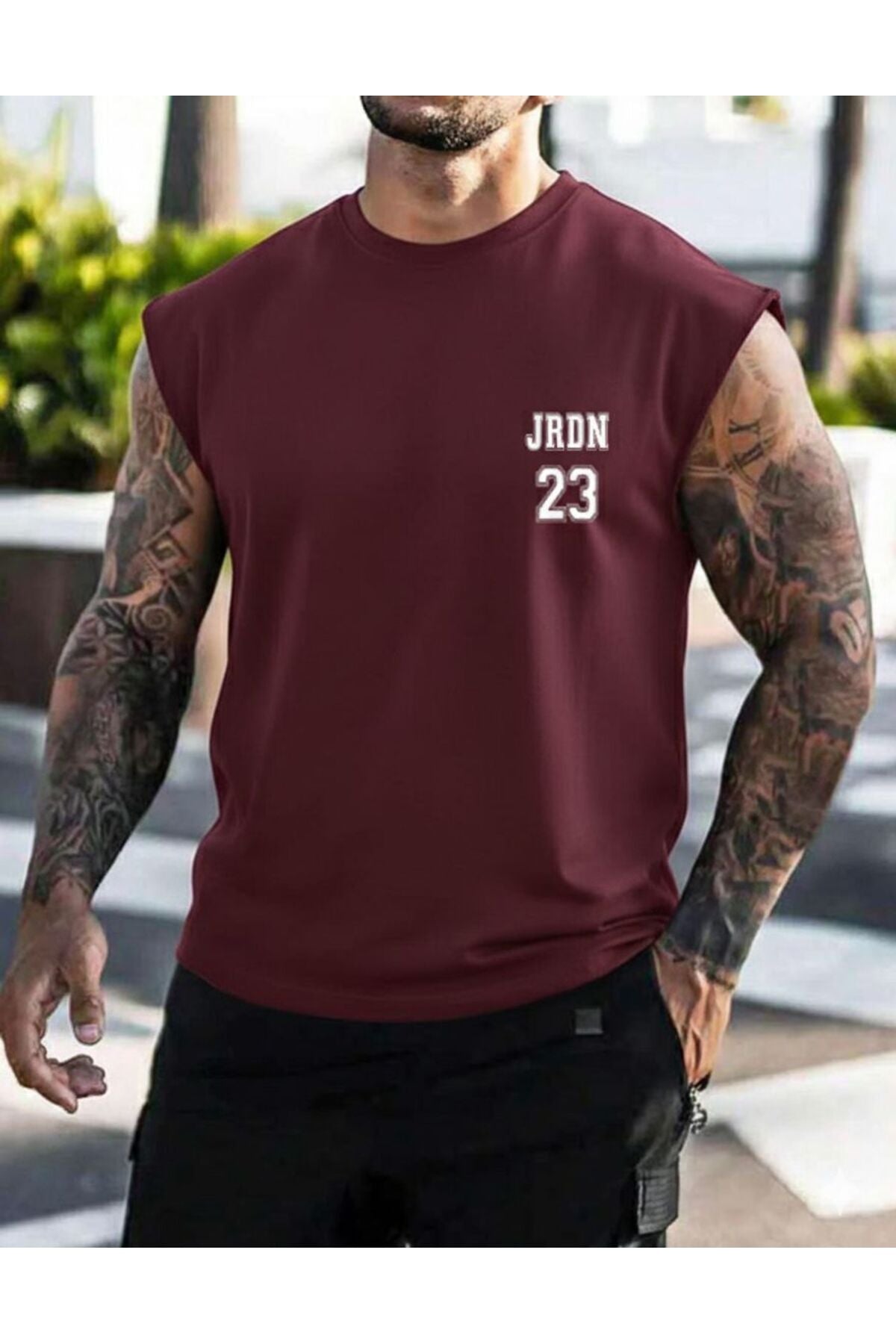 JRDN23 Basketbol Giyim Spor Giyim Sıfır Kol Oversize T-SHİRT
