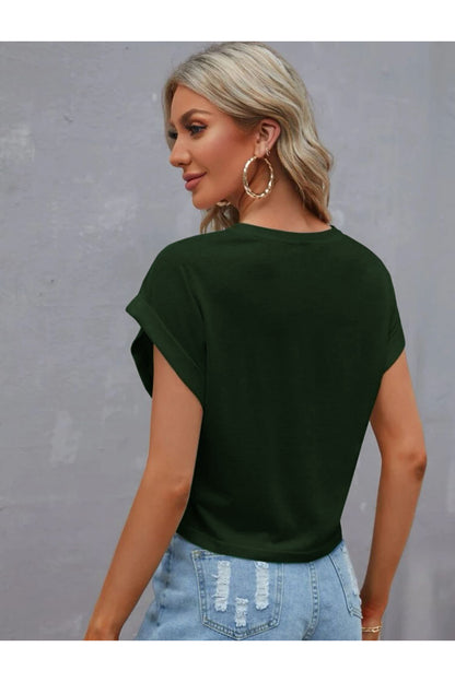 Kolu Katlı Rahat Kesim Pamuklu T-Shirt