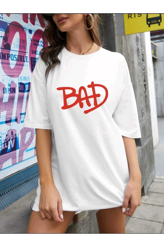 Bad Baskılı Oversize Spor Tshirt
