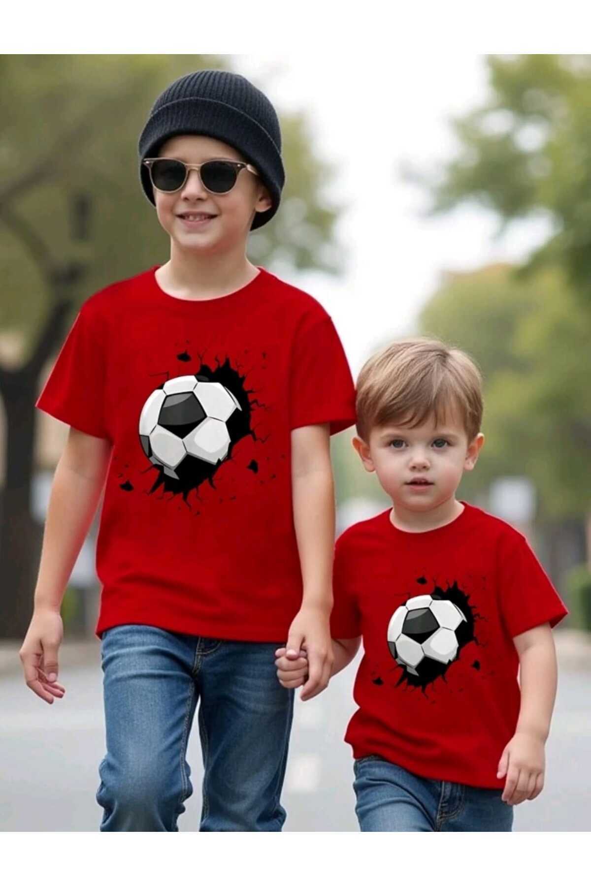 Unisex Futbol Topu Baskılı Çocuk Tshirt