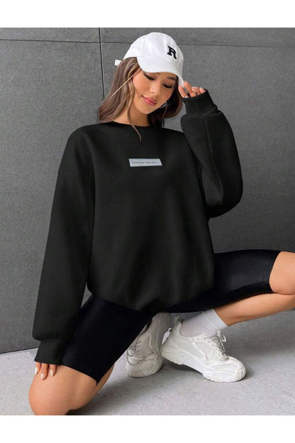 IT'S OKEY NOT TO BE PERFECT Baskılı Bisiklet Yaka Oversize Sweatshirt