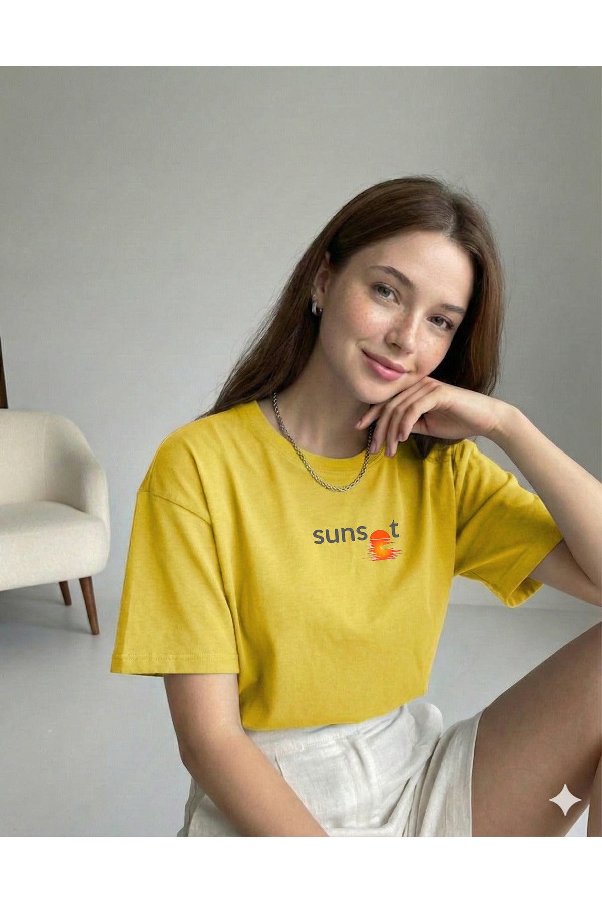 SUNSET Baskılı Kadın Regular Kalıp T-Shirt