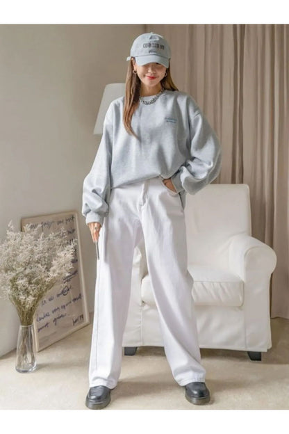 Baskılı Bisiklet Yaka Sweatshirt