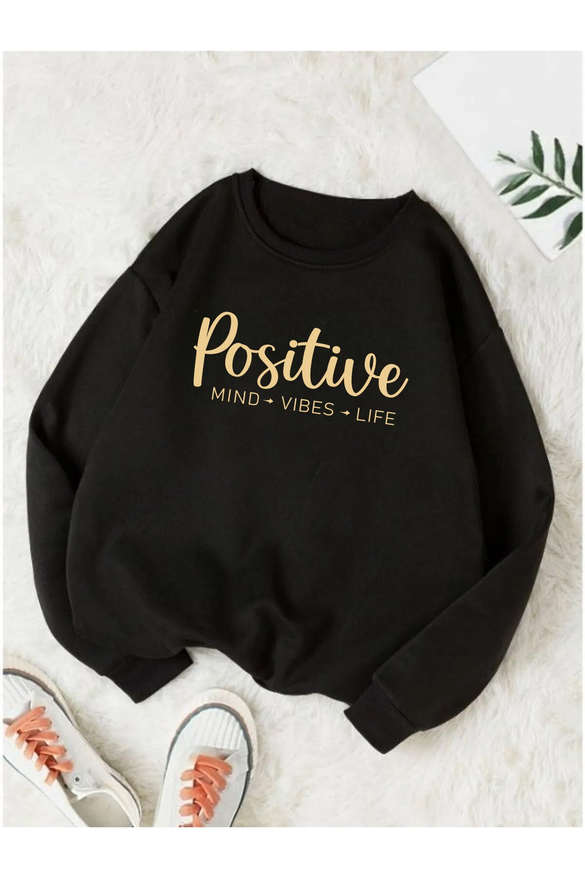 Positive Baskılı Bisiklet Yaka ( SOFT ) Sweatshirt