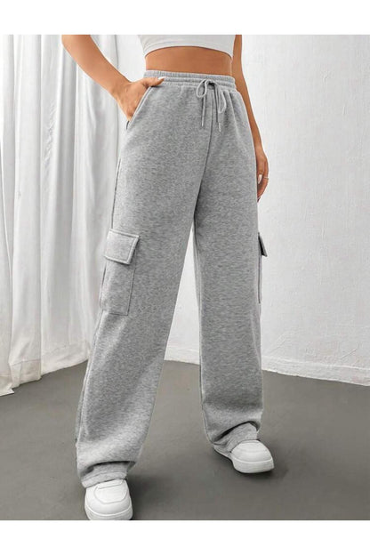 Kargo Cep Bol Bağcıklı Paçası Lastikli Zip Spor Eşofman Altı