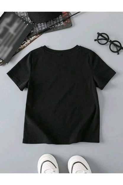 Çocuk Karışık Baskılı Bisiklet Yaka Pamuklu T-shirt