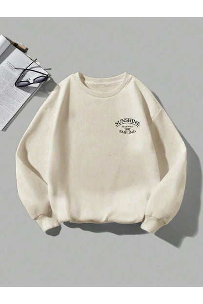 Sweatshirt Sunshine Baskılı Bisiklet Yaka