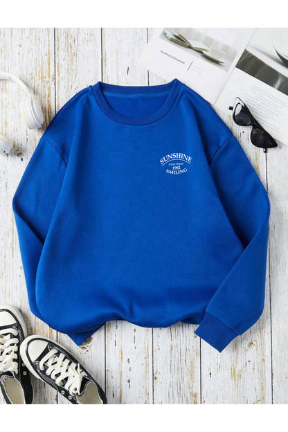 Sweatshirt Sunshine Baskılı Bisiklet Yaka