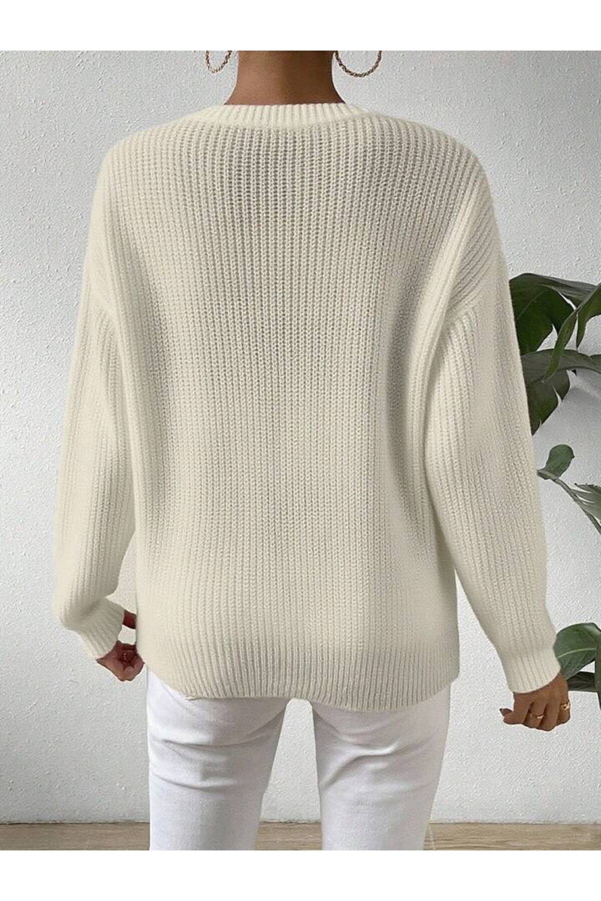 TRİKO Örme Oversize Bisiklet Yaka Kazak BTK