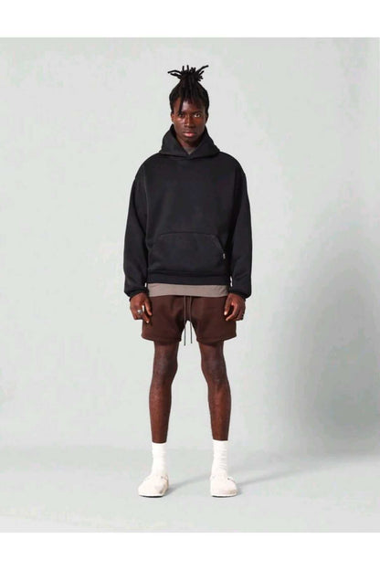 Basic baskısız pamuklu oversize kapüşonlu