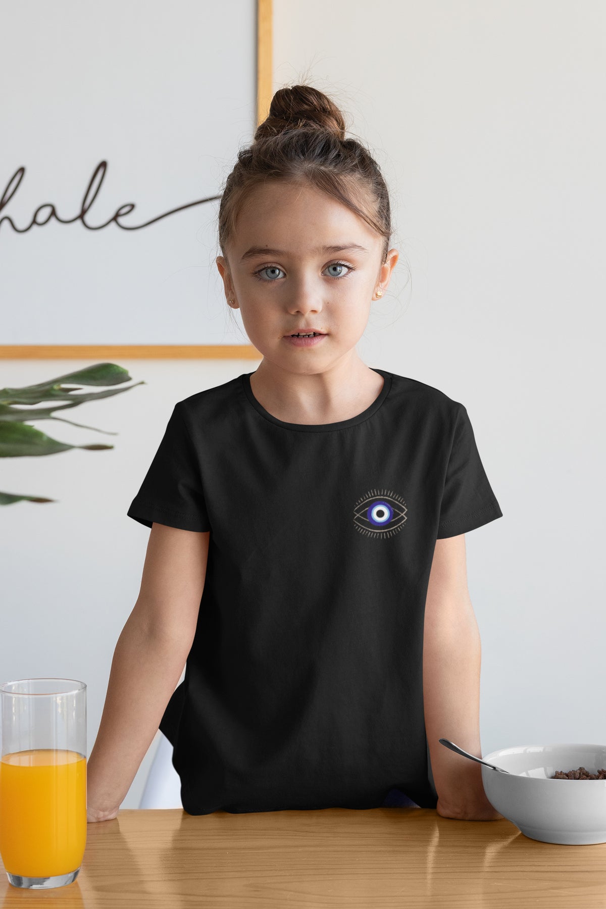 Kız Çocuk Relax (NAZAR BONCUĞU) Baskılı Bisiklet Yaka Pamuklu T-shirt