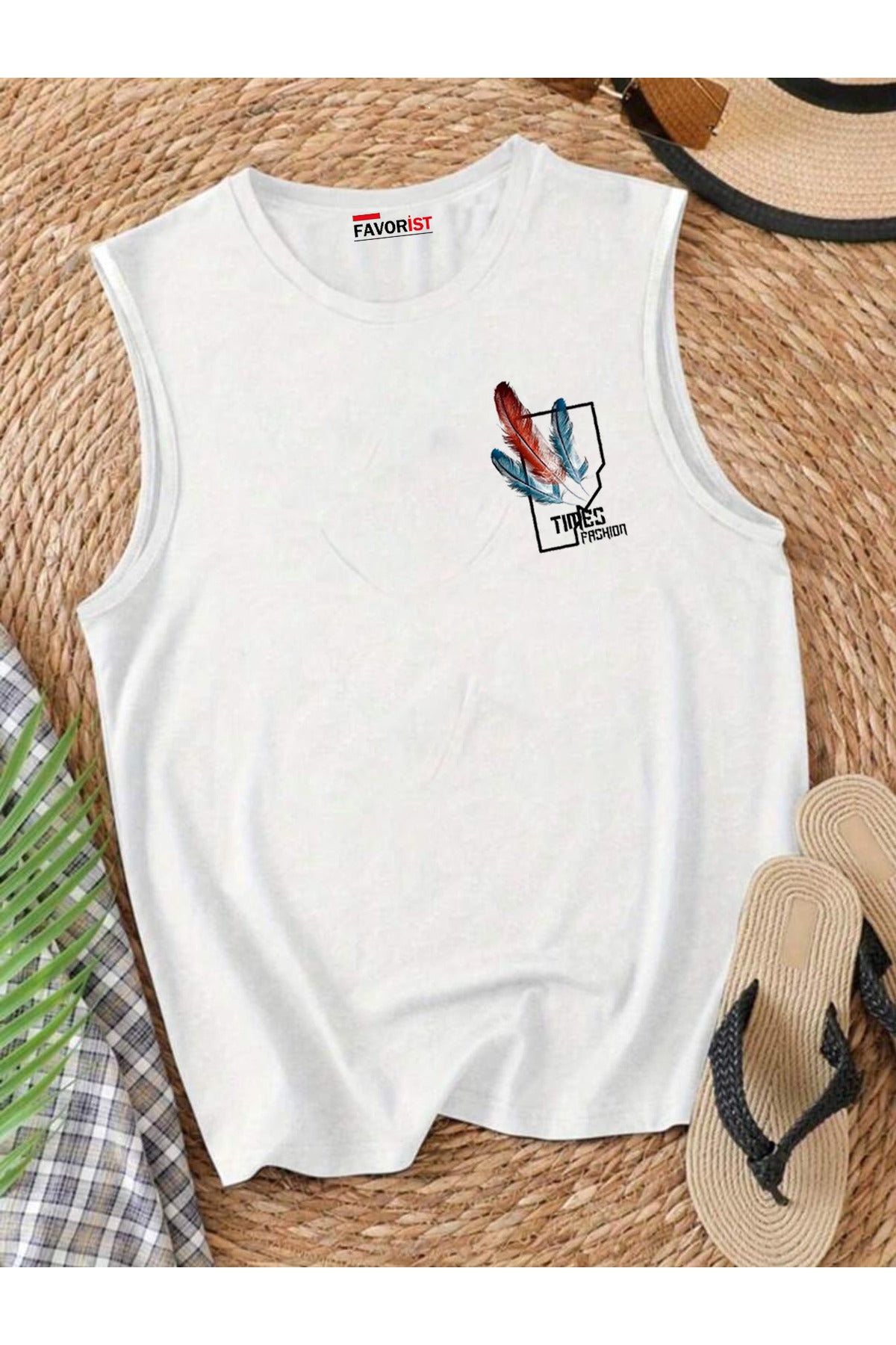 TIMES FASHION Omuzu Açık Kadın Pamuklu Kolsuz Yazlık T-shirt Atlet