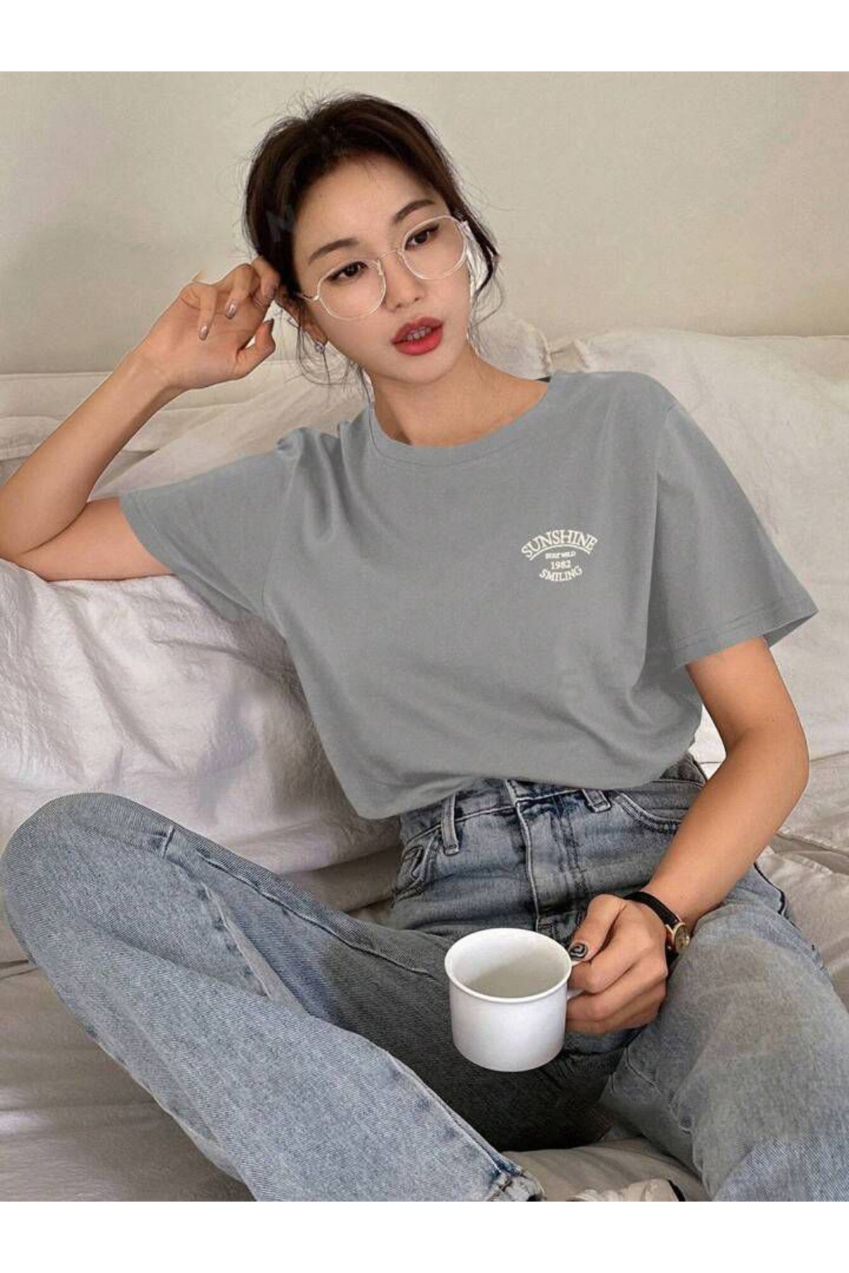 SUNSHINE Baskılı Oversize Tshirt