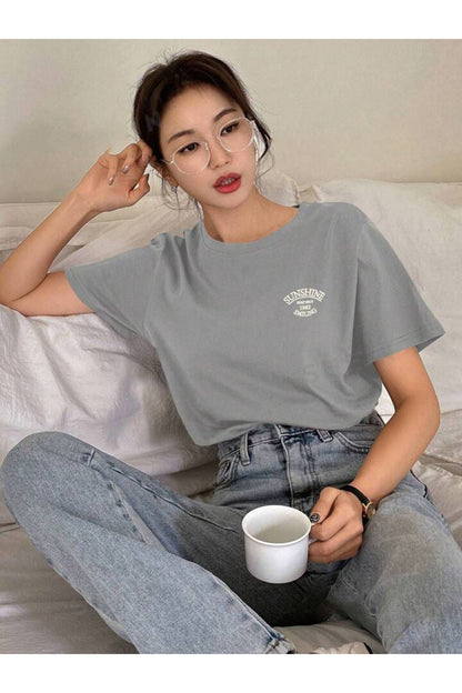 SUNSHINE Baskılı Oversize Tshirt