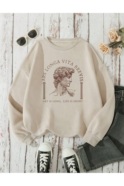 LONGA VİTA Baskılı Bisiklet Yaka Sweatshirt