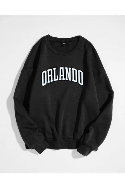 ORLANDO Baskılı Bisiklet Yaka Unisex Sweatshirt
