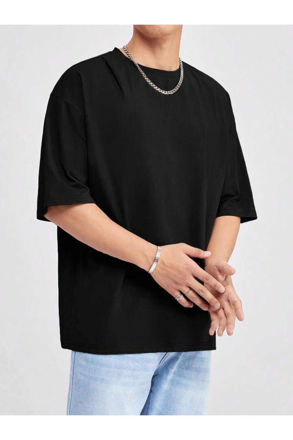 Erkek Giyim Rahat Kesim  Pamuklu Kısa Kol (Oversize) Tshirt