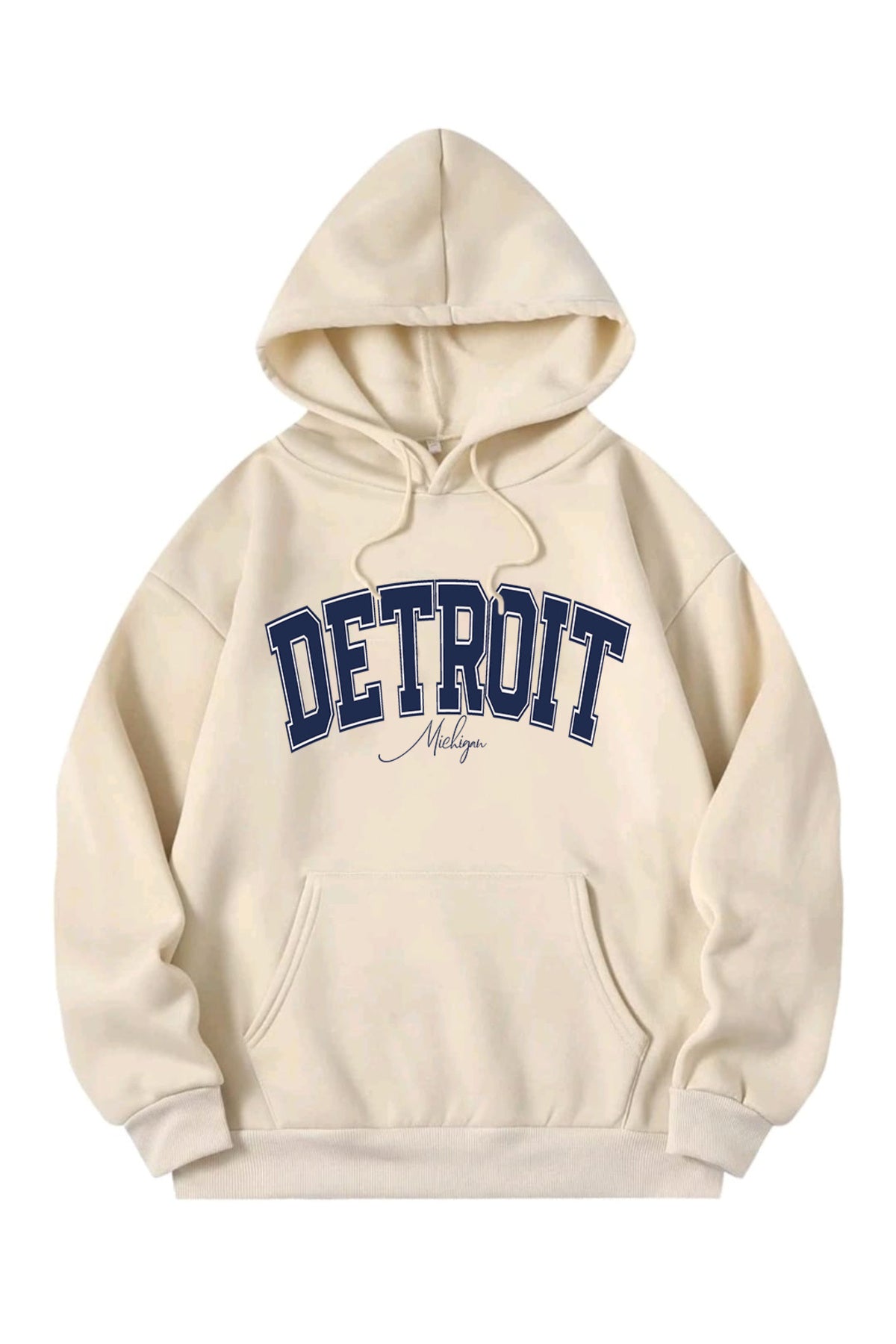 Detroıt Baskılı Oversize Hoodie Kapşonlu Sweatshirt