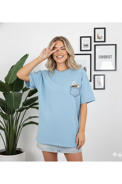 Çiçek Baskılı Kadın T-shirt