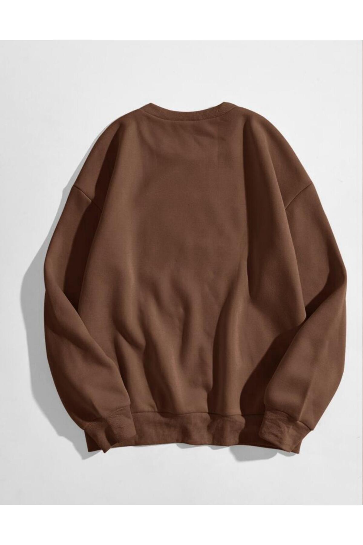 RUN Baskılı Bisiklet Yaka Pamuklu Sweatshirt