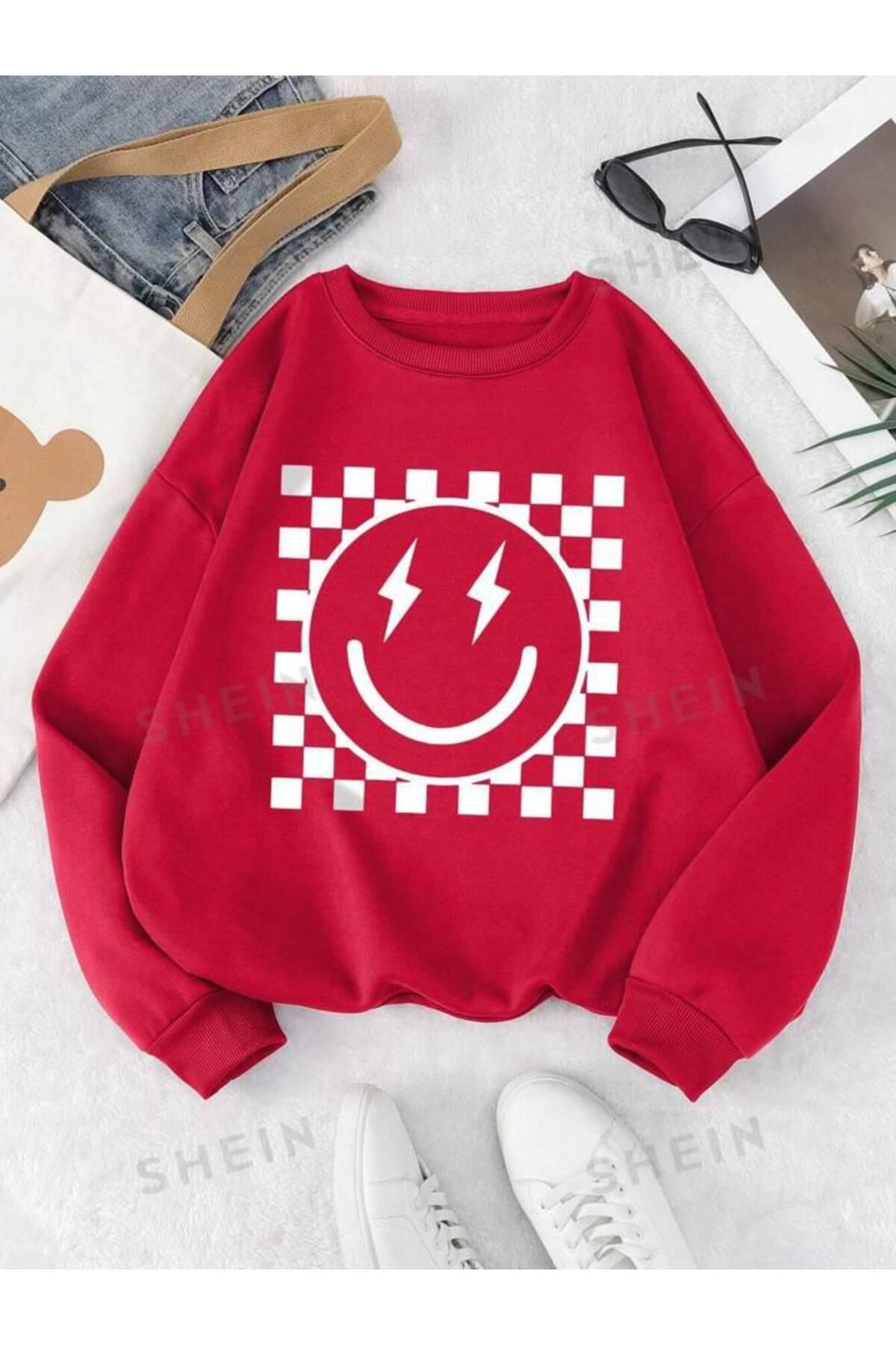 DAMALI SMİLE Baskılı Bisiklet Yaka OVERSIZE Sweatshirt