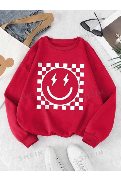 DAMALI SMİLE Baskılı Bisiklet Yaka OVERSIZE Sweatshirt