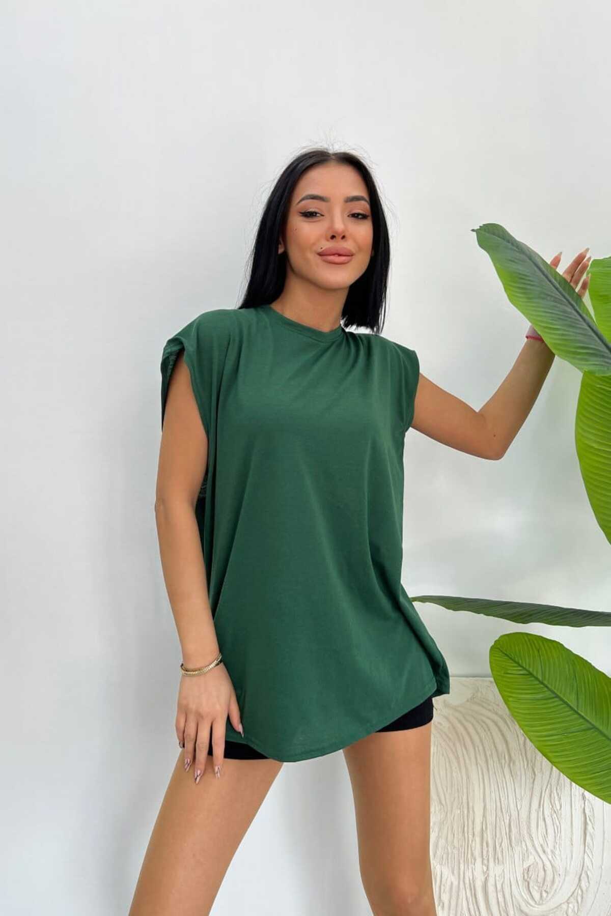 Düz Giy Çık Kadın Kolsuz Sıfır Kol Trend T-Shirt