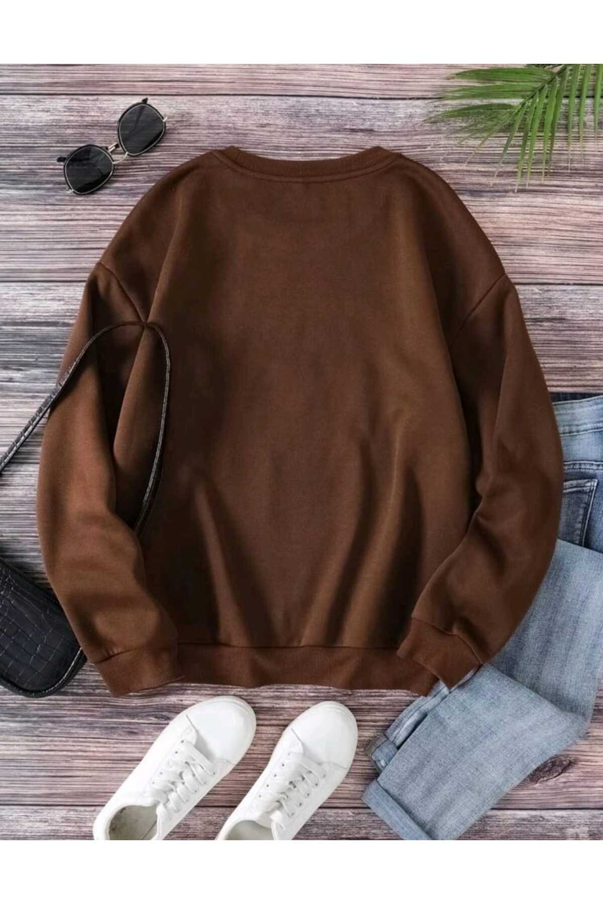 Miami Baskılı Bisiklet Yaka Sweatshirt