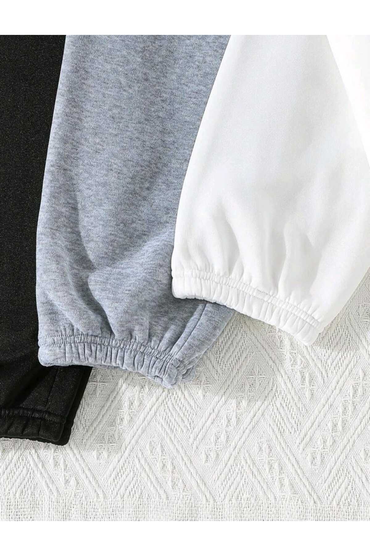 3 Adet Eşofman Altı Paçası Lastikli Şardonlu Kışlık Mix