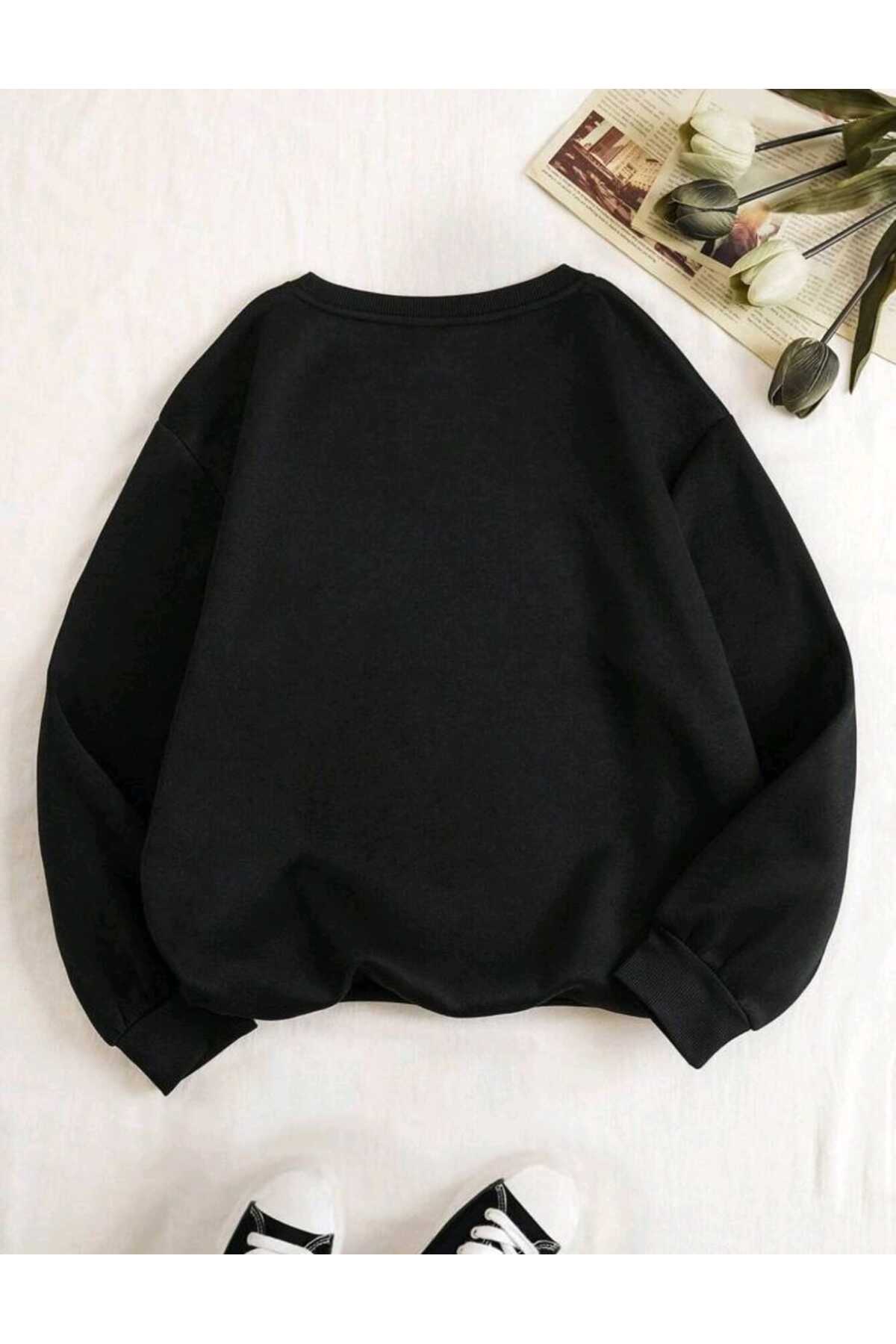 GRATITUDE OVERFLOW Baskılı Bisiklet Yaka Pamuklu Unisex Sweatshirt