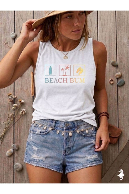 BEACH BUM Baskılı Kadın (Omuzu Açık) Slim Fit Askılı Tshirt