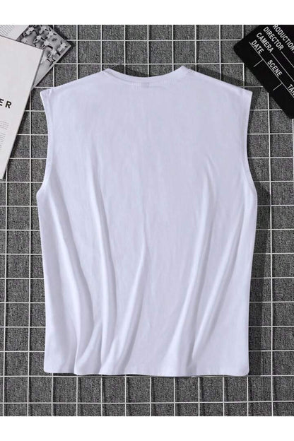 Erkek Sıfır Kol Baskısız Giyim Spor Giyim Oversize T-SHİRT