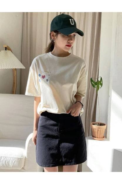 GALAXY Baskılı Pamuklu Kısa Kol (Oversize) Tshirt