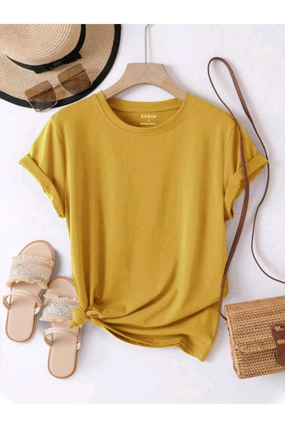Düz Baskısız Basic Yazlık Kadın Tshirt