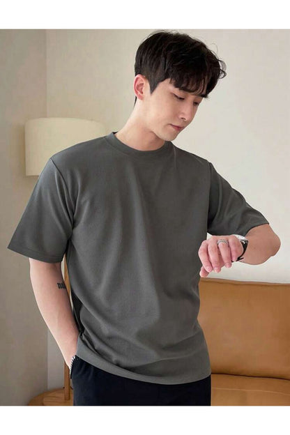 Unisex Pamuk Siyah Bisiklet Yaka Oversize Boyfriend T-shirt