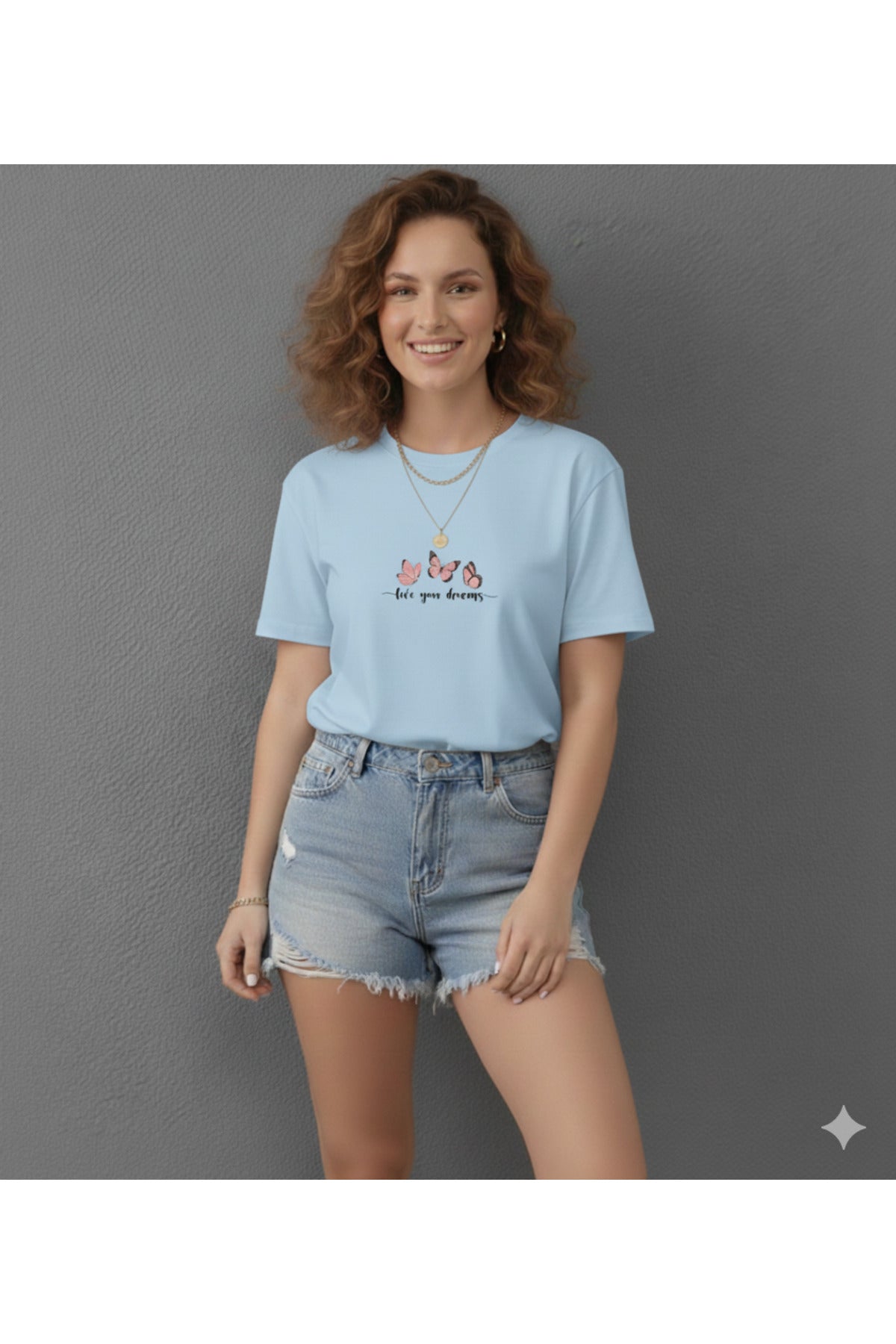 Live Your Dreams Baskılı Kadın Regular Kalıp T-Shirt
